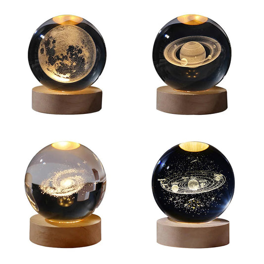 Unique 3D Crystal Ball Lamp with Galaxy